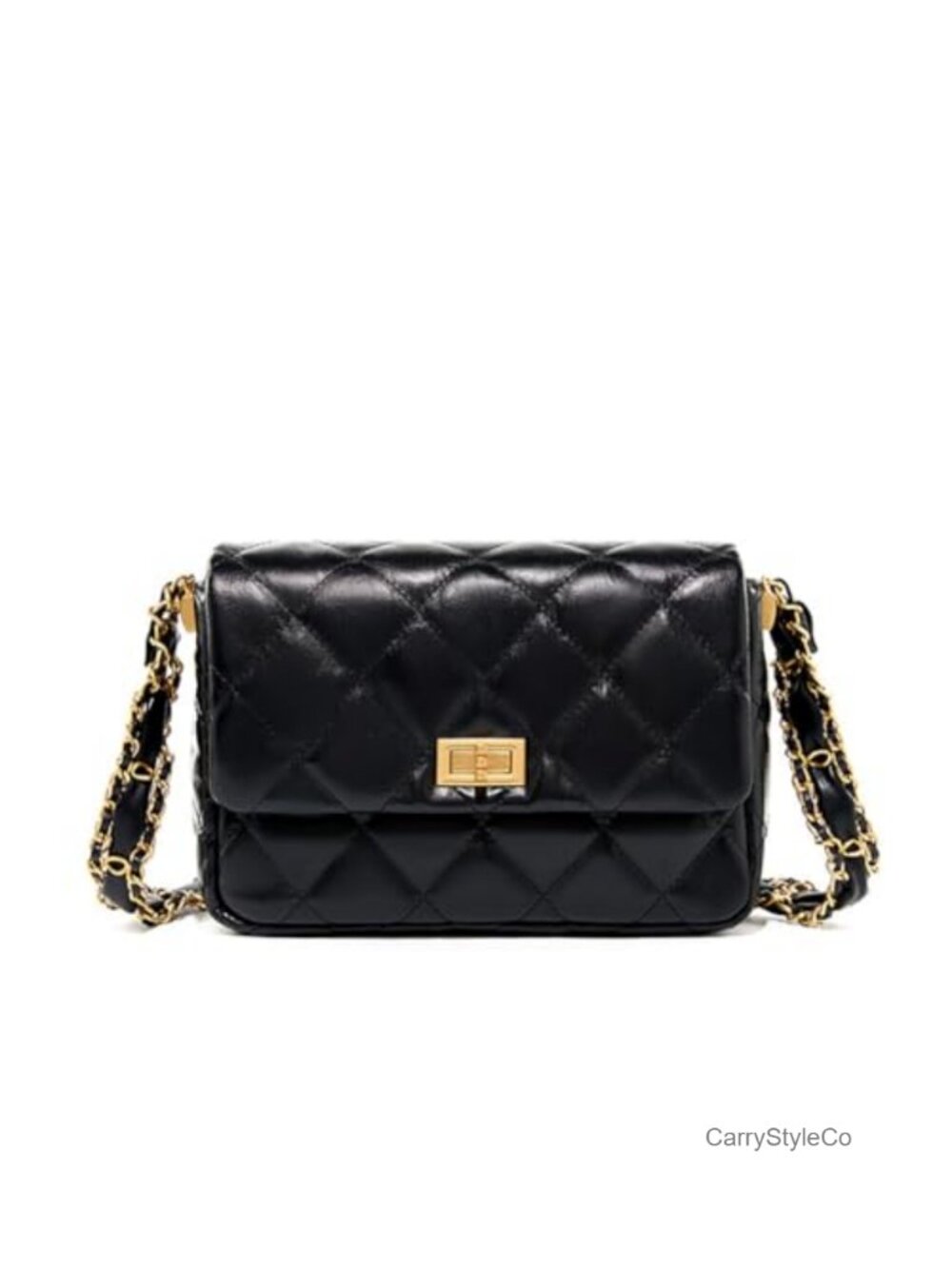 Vintage Quilted Fold Over Crossbody Bag with Chain Strap Shoulder Purse